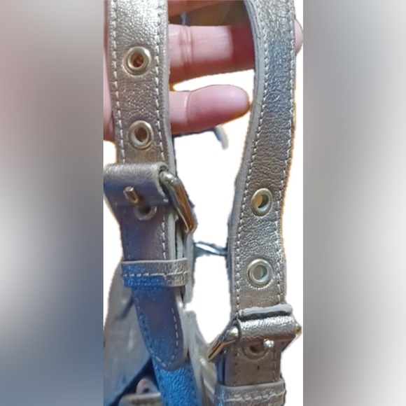 MOSCHINO authentic limited edition Metallic Leather & Black Velvet Ruffle Bag - Picture 5 of 10